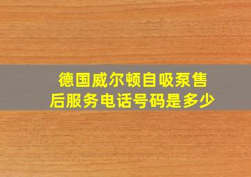 德国威尔顿自吸泵售后服务电话号码是多少