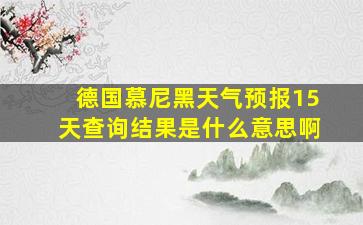 德国慕尼黑天气预报15天查询结果是什么意思啊