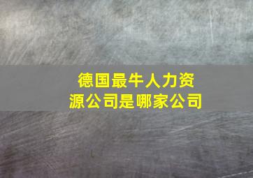 德国最牛人力资源公司是哪家公司