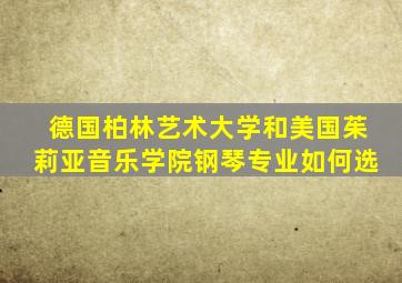 德国柏林艺术大学和美国茱莉亚音乐学院钢琴专业如何选