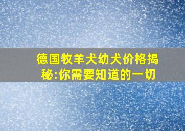 德国牧羊犬幼犬价格揭秘:你需要知道的一切