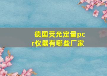 德国荧光定量pcr仪器有哪些厂家