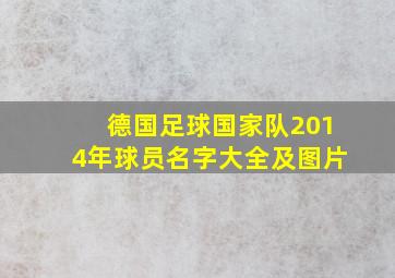 德国足球国家队2014年球员名字大全及图片