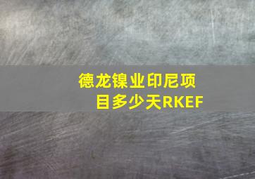 德龙镍业印尼项目多少天RKEF