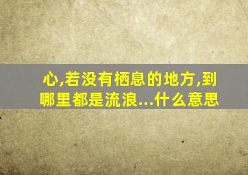 心,若没有栖息的地方,到哪里都是流浪...什么意思