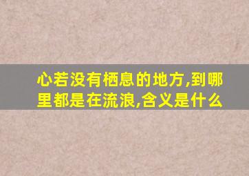 心若没有栖息的地方,到哪里都是在流浪,含义是什么