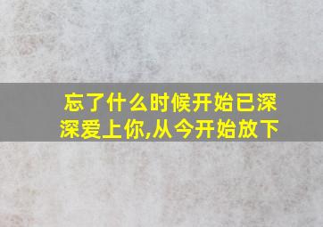 忘了什么时候开始已深深爱上你,从今开始放下