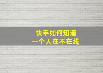 快手如何知道一个人在不在线