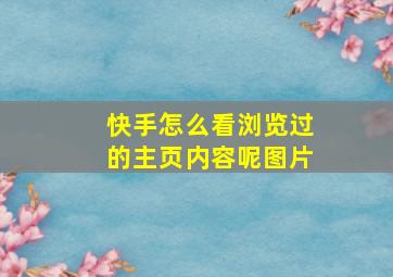 快手怎么看浏览过的主页内容呢图片