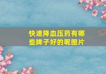 快速降血压药有哪些牌子好的呢图片