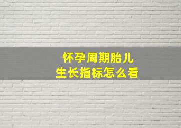 怀孕周期胎儿生长指标怎么看