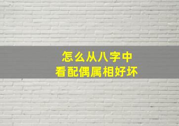 怎么从八字中看配偶属相好坏