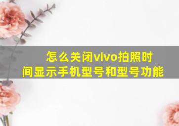 怎么关闭vivo拍照时间显示手机型号和型号功能