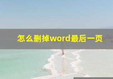 怎么删掉word最后一页