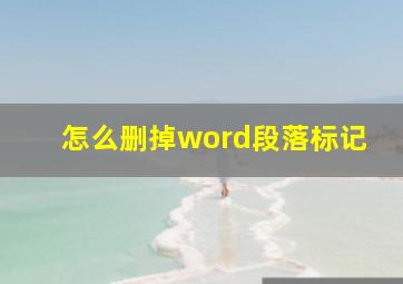 怎么删掉word段落标记