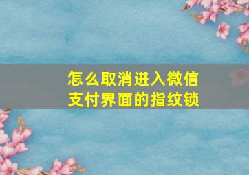 怎么取消进入微信支付界面的指纹锁