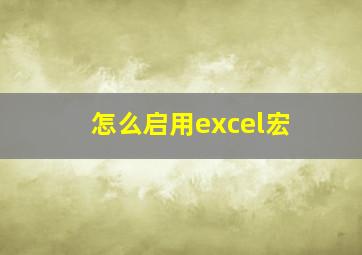 怎么启用excel宏