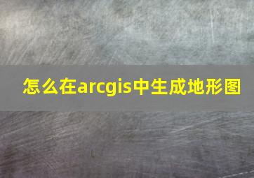 怎么在arcgis中生成地形图