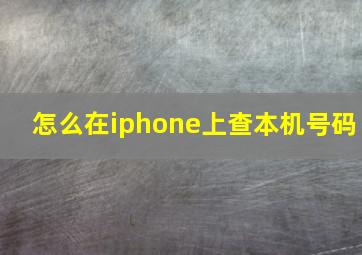 怎么在iphone上查本机号码