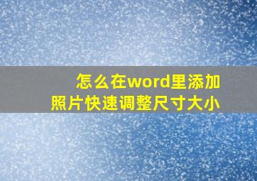 怎么在word里添加照片快速调整尺寸大小