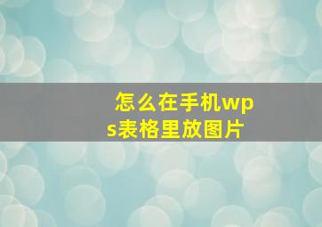 怎么在手机wps表格里放图片