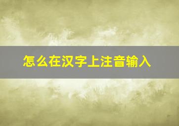 怎么在汉字上注音输入