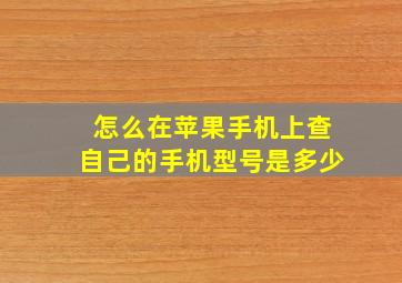 怎么在苹果手机上查自己的手机型号是多少