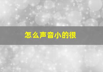 怎么声音小的很