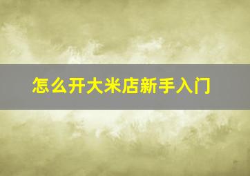 怎么开大米店新手入门