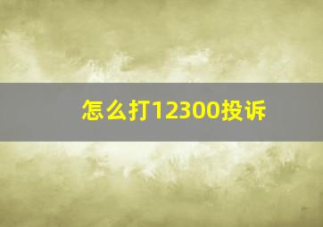 怎么打12300投诉