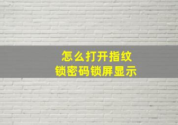 怎么打开指纹锁密码锁屏显示