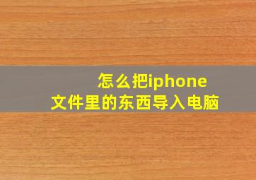 怎么把iphone文件里的东西导入电脑