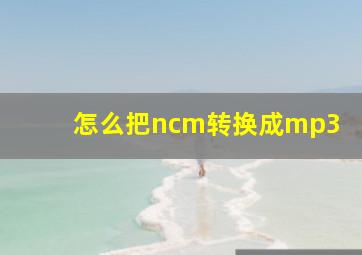 怎么把ncm转换成mp3