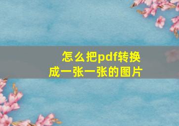 怎么把pdf转换成一张一张的图片