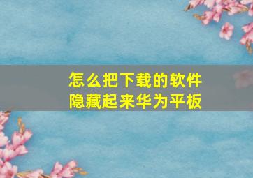 怎么把下载的软件隐藏起来华为平板