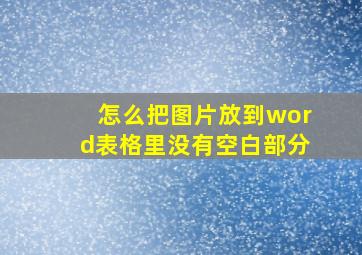 怎么把图片放到word表格里没有空白部分