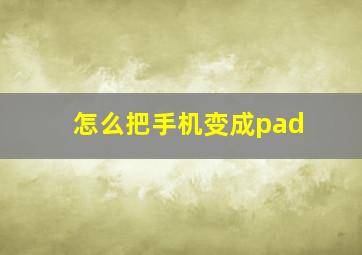 怎么把手机变成pad