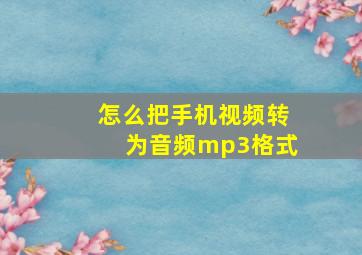 怎么把手机视频转为音频mp3格式