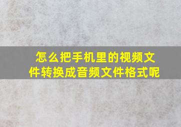 怎么把手机里的视频文件转换成音频文件格式呢