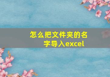 怎么把文件夹的名字导入excel