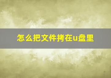 怎么把文件拷在u盘里