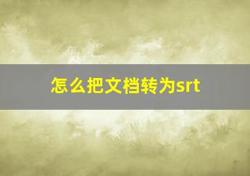 怎么把文档转为srt