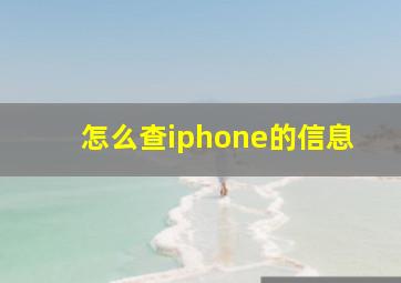 怎么查iphone的信息