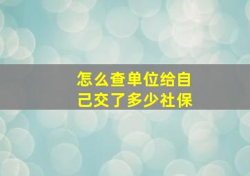 怎么查单位给自己交了多少社保