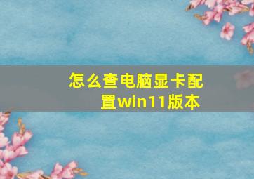 怎么查电脑显卡配置win11版本