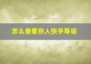 怎么查看别人快手等级