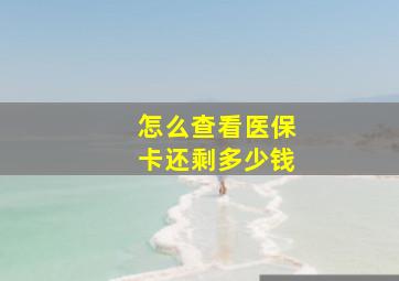 怎么查看医保卡还剩多少钱