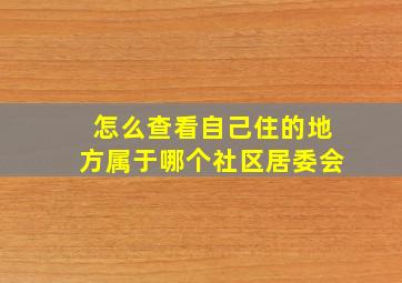 怎么查看自己住的地方属于哪个社区居委会