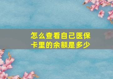 怎么查看自己医保卡里的余额是多少