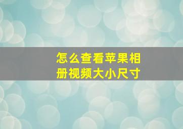 怎么查看苹果相册视频大小尺寸